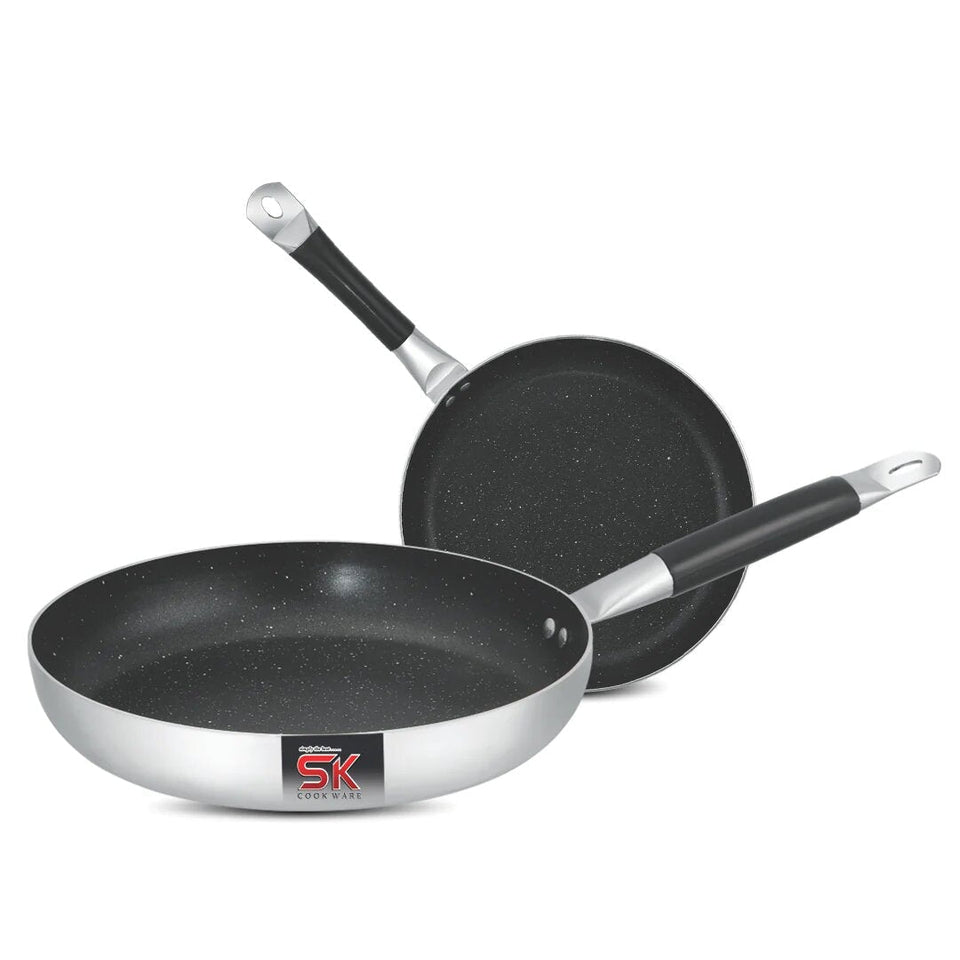 Mirror Polish Aluminum Steno Frying Pan inside Marble Coat 24, 26, 28cm