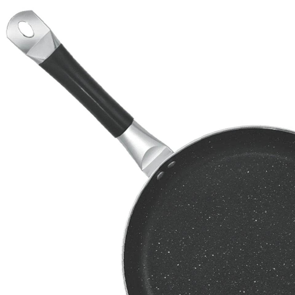 Mirror Polish Aluminum Steno Frying Pan inside Marble Coat 24, 26, 28cm