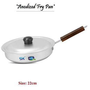 Anodized frypan with wooden handle single piece 22, 24, 26 cm