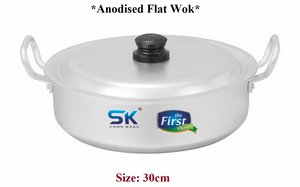 Anodized Flate Wok with Lid 26, 28, 30, 33, 36 CM