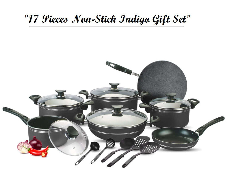 17 Pieces Non-Stick Indigo Gift Pack Set Black