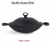 Non-Stick Marble Coated Queen Wok (Karahi) - Black 30, 33cm
