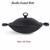 Non-Stick Marble Coated Queen Wok (Karahi) - Black 30, 33cm
