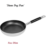Mirror Polish Aluminum Steno Frying Pan inside Marble Coat 24, 26, 28cm