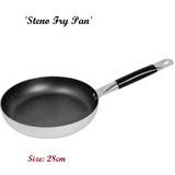 Mirror Polish Aluminum Steno Frying Pan inside Marble Coat 24, 26, 28cm
