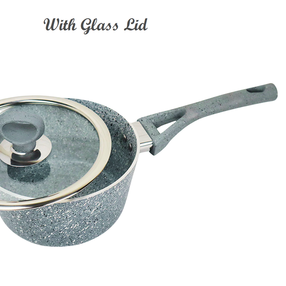 Non-Stick / Marble Coated Signature Sauce Pan with Glass Lid 18 cm