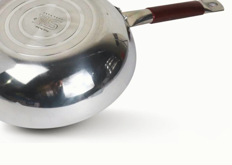 Mirror Polish Steno Deep Wok Frying Pan inside Marble Coated