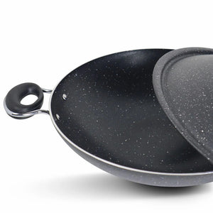 Non-Stick Marble Coated Queen Wok (Karahi) - Black 30, 33cm